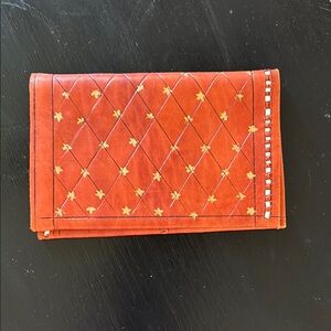 Orange Quilted Clutch with Embroidery